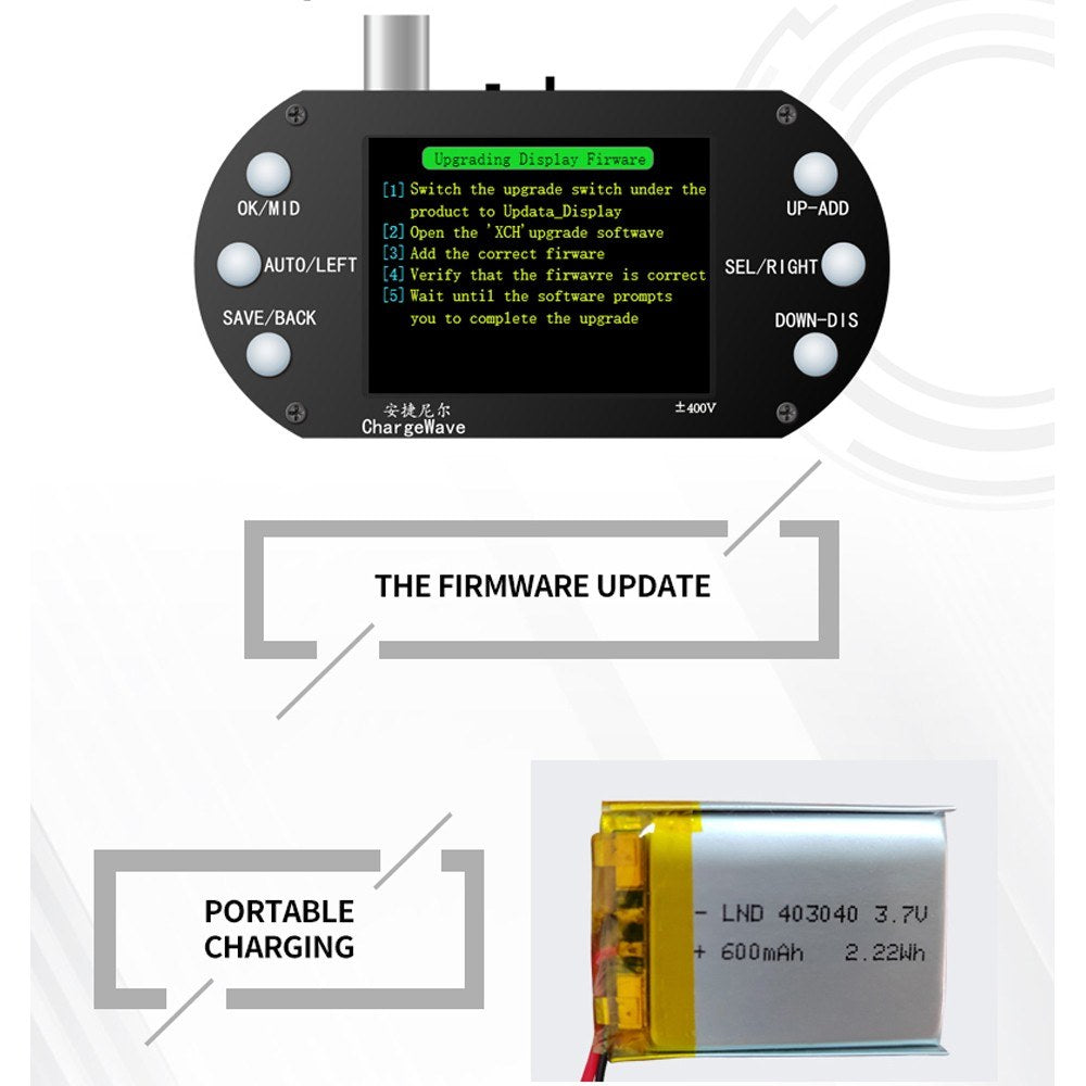 Portable Handheld Oscilloscope - 2.4 TFT Display, 320x240 Resolution, 2.5MHz Sample Rate, 500KHz Bandwidth