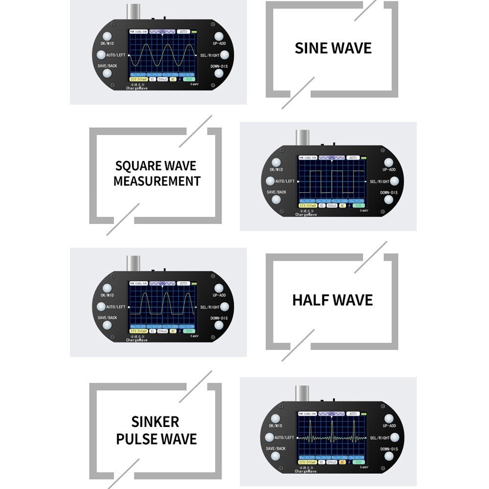 Portable Handheld Oscilloscope - 2.4 TFT Display, 320x240 Resolution, 2.5MHz Sample Rate, 500KHz Bandwidth