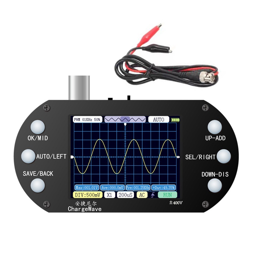 Portable Handheld Oscilloscope - 2.4 TFT Display, 320x240 Resolution, 2.5MHz Sample Rate, 500KHz Bandwidth
