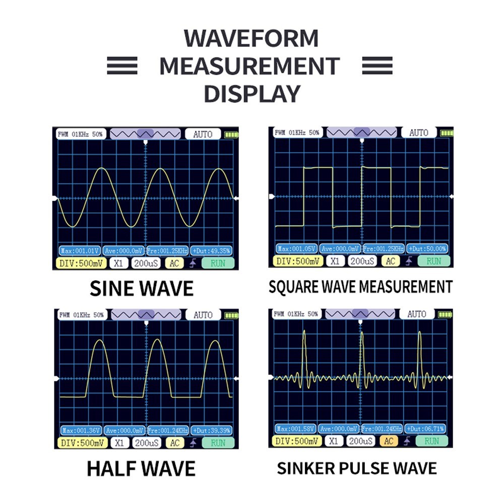 Portable Handheld Oscilloscope - 2.4 TFT Display, 320x240 Resolution, 2.5MHz Sample Rate, 500KHz Bandwidth