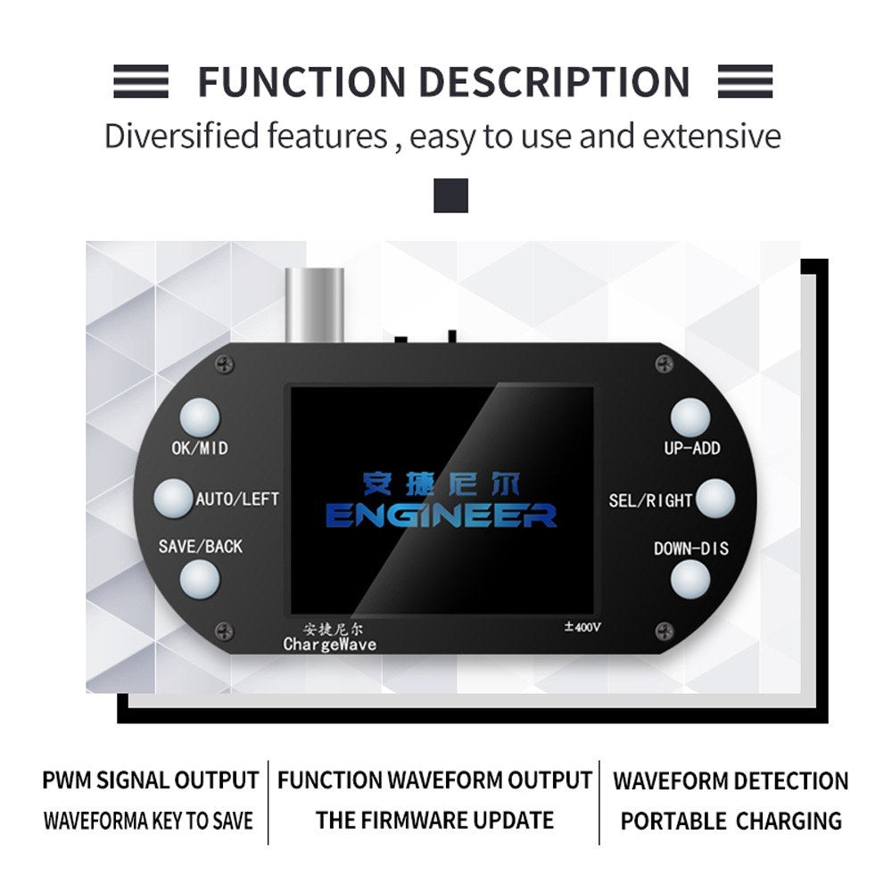 Portable Handheld Oscilloscope - 2.4 TFT Display, 320x240 Resolution, 2.5MHz Sample Rate, 500KHz Bandwidth