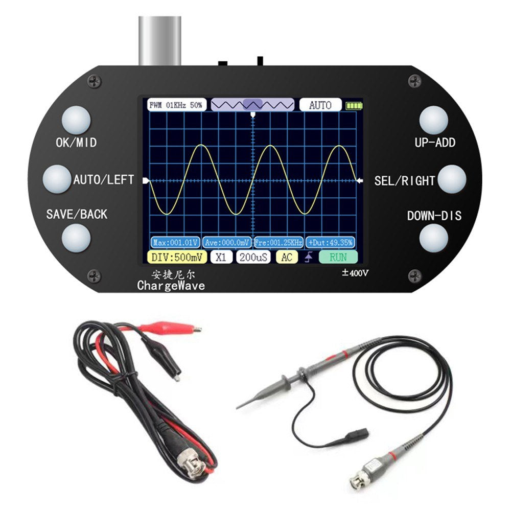 Portable Handheld Oscilloscope - 2.4 TFT Display, 320x240 Resolution, 2.5MHz Sample Rate, 500KHz Bandwidth