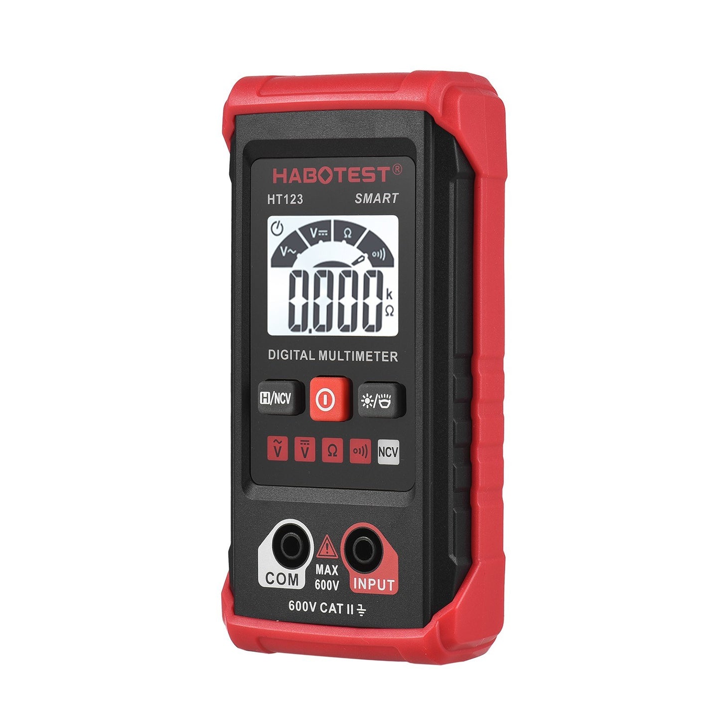 HT123 Digital Multimeter - Auto Range, 2000 Counts True RMS, AC/DC Voltage, Resistance, NCV Test, LCD Backlight, Flashlight, Data Hold