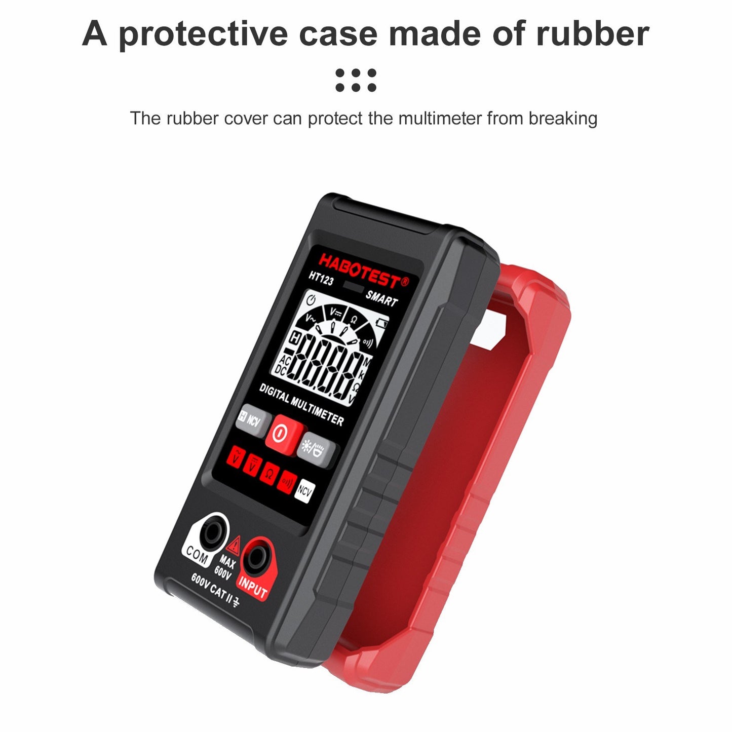 HT123 Digital Multimeter - Auto Range, 2000 Counts True RMS, AC/DC Voltage, Resistance, NCV Test, LCD Backlight, Flashlight, Data Hold