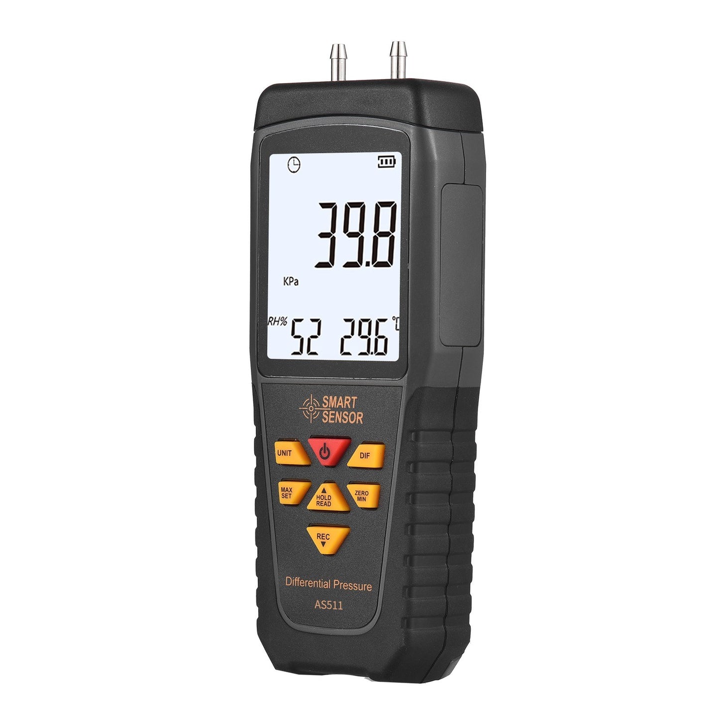 AS511 Digital Differential Pressure Gauge - Dual Port Manometer, Air/Gas Tester -39.98~39.98KPA