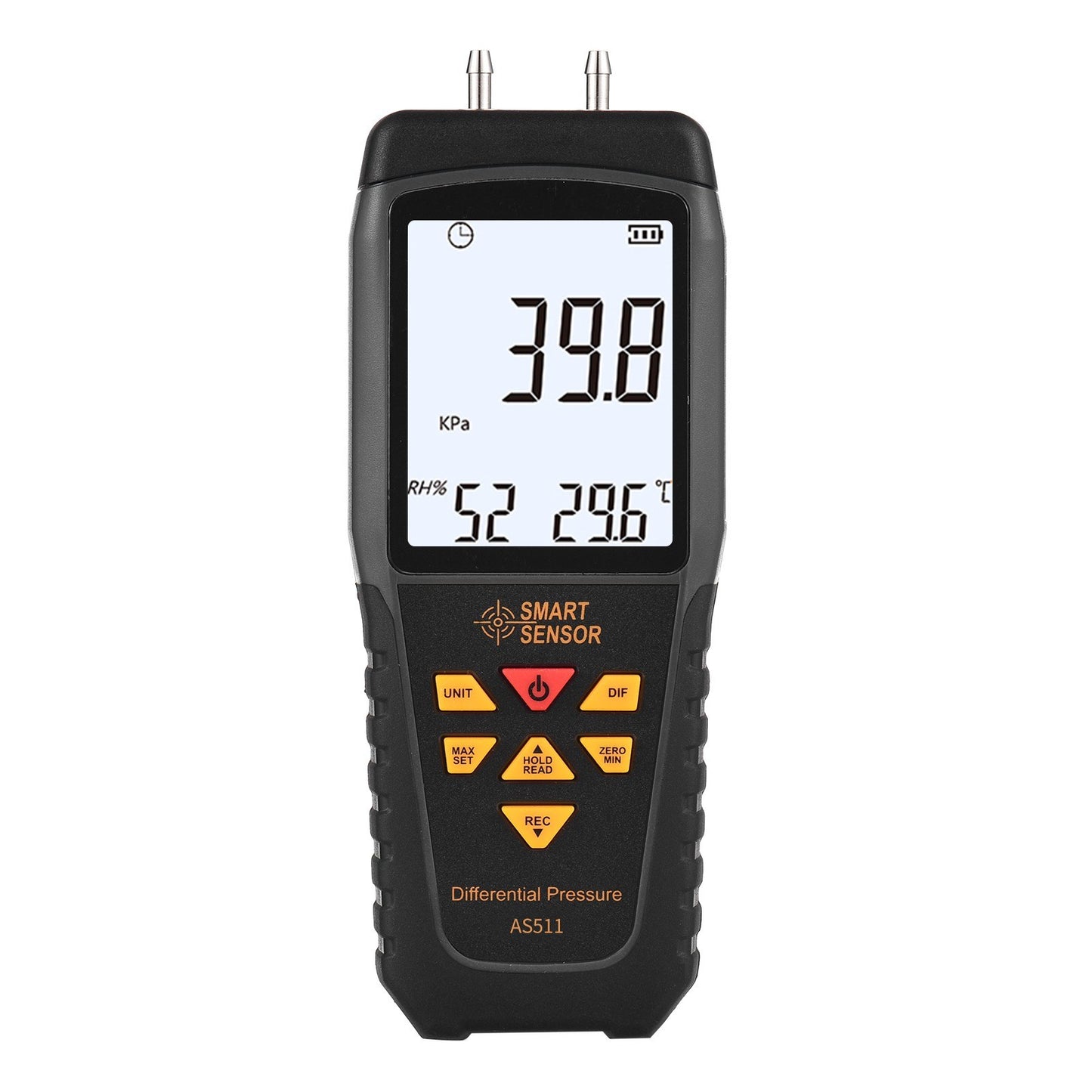 AS511 Digital Differential Pressure Gauge - Dual Port Manometer, Air/Gas Tester -39.98~39.98KPA