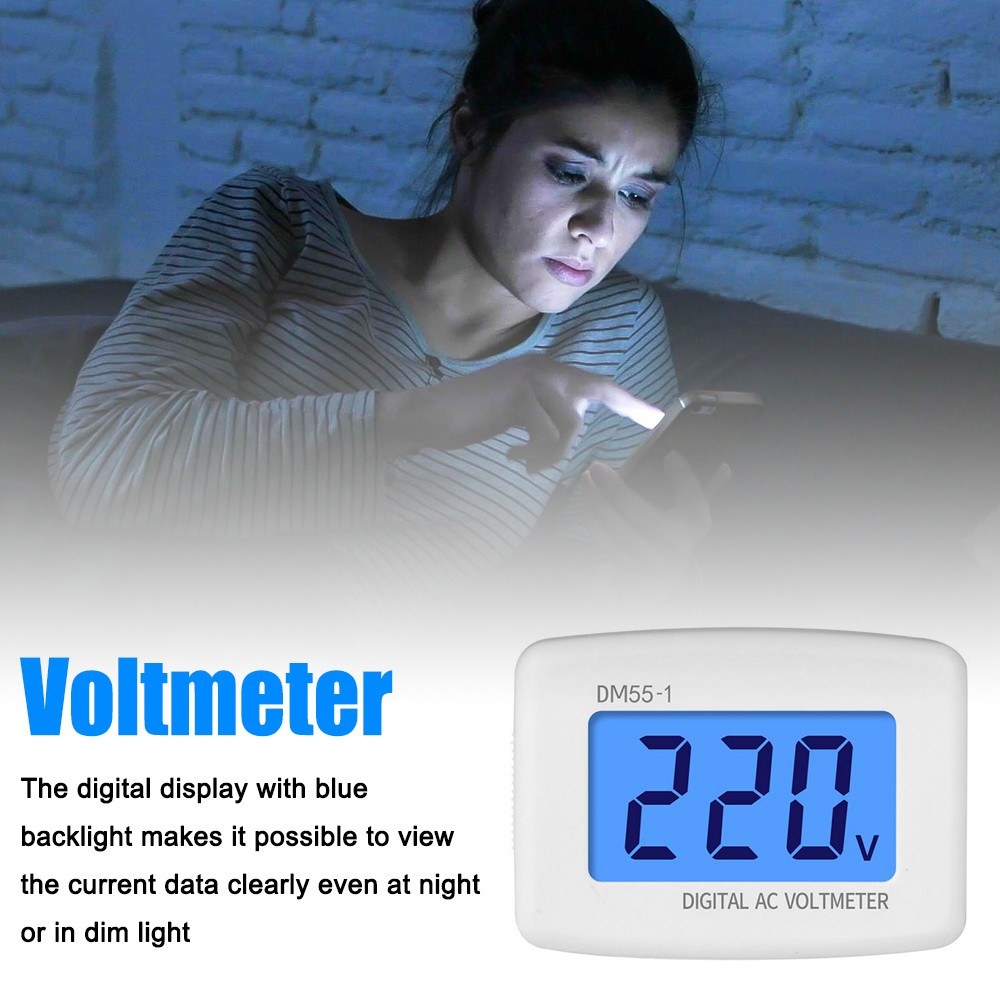 LCD Digital Voltmeter Plug-In Panel 80-300V AC Voltage Monitor 110V/220V