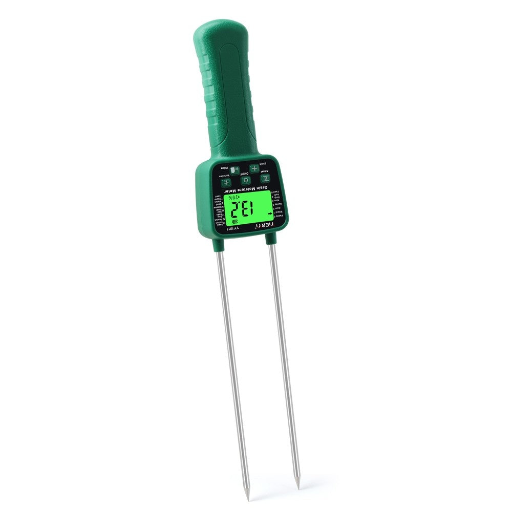 High Sensitivity Digital Grain Moisture Meter: Cereal Hygrometer with Voice Alarm & Metal Probe for Corn, Rice, Wheat, Bean