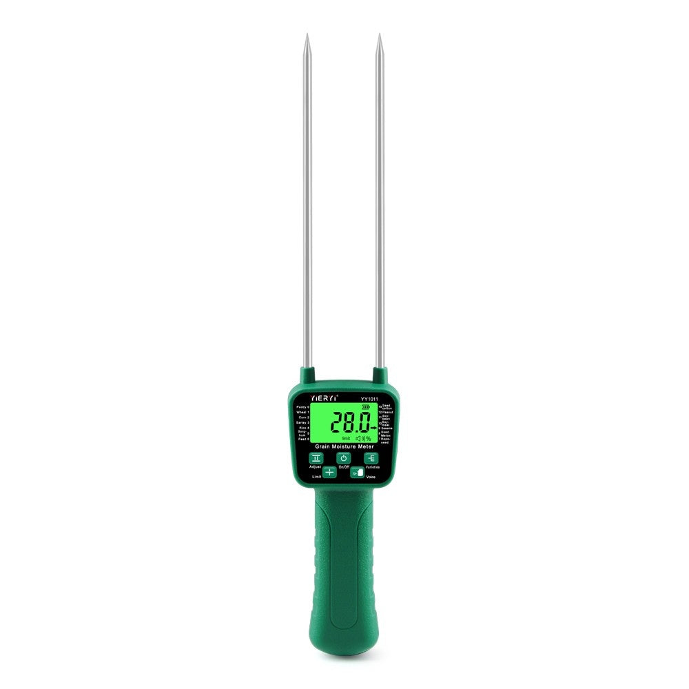High Sensitivity Digital Grain Moisture Meter: Cereal Hygrometer with Voice Alarm & Metal Probe for Corn, Rice, Wheat, Bean