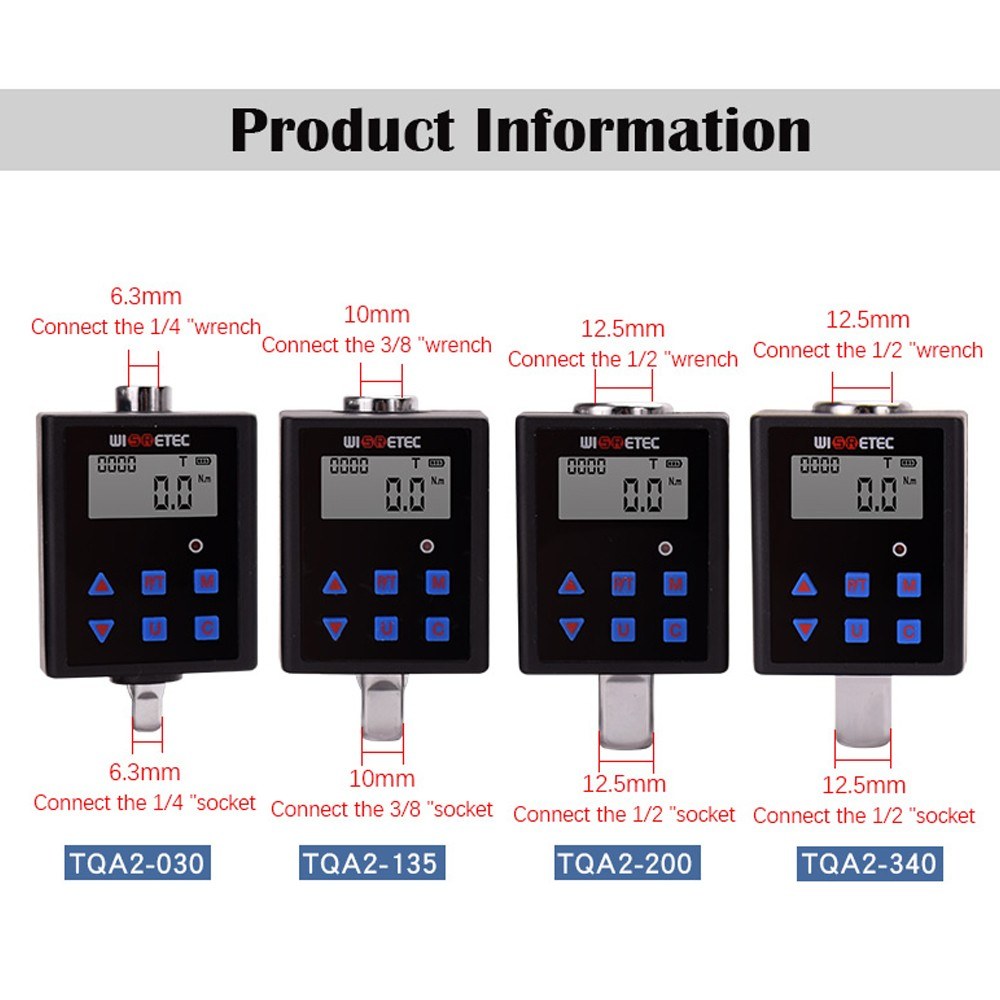 Digital Torque Meter with Backlight, Dual Modes, Four Units, & Audible/Visual Alarm