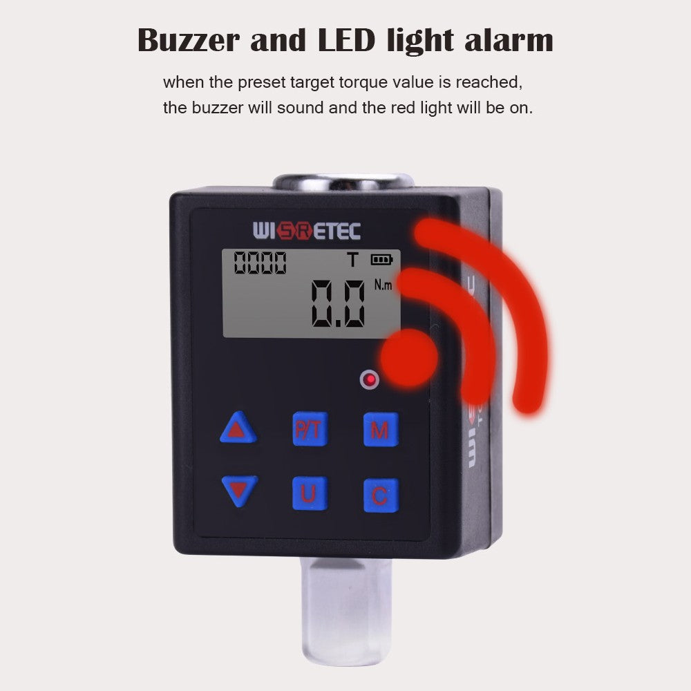 Digital Torque Meter with Backlight, Dual Modes, Four Units, & Audible/Visual Alarm