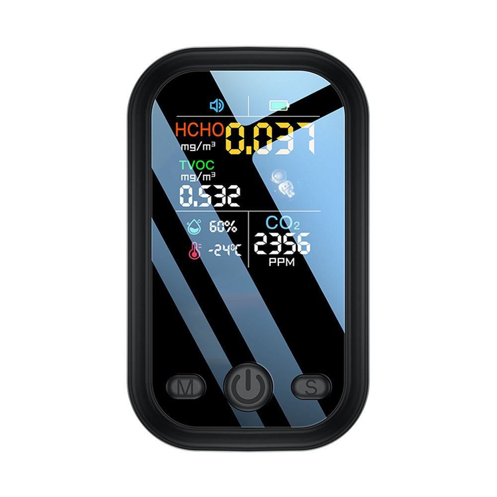 Multifunction Air Quality Monitor with 1.9-inch Color Display, High Sensitivity Sensors, and Type-C Interface - Detects HCHO, TVOC, CO2, Temperature & Humidity