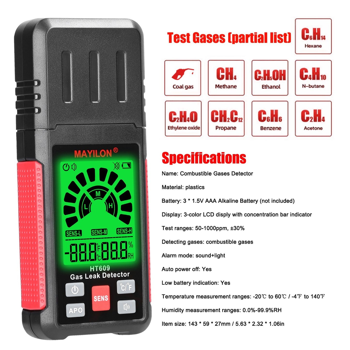 Portable Combustible Gas Leak Detector & PPM Meter Analyzer Pen