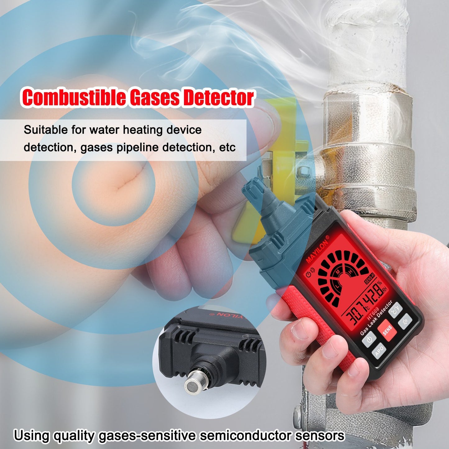 Portable Combustible Gas Leak Detector & PPM Meter Analyzer Pen