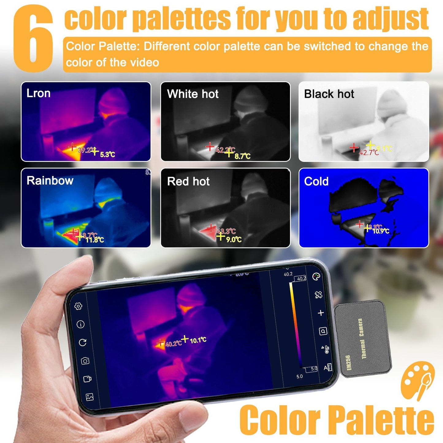 Compact Mobile Thermal Imaging Camera with Multi-Mode Temperature Measurement & Bilingual Support