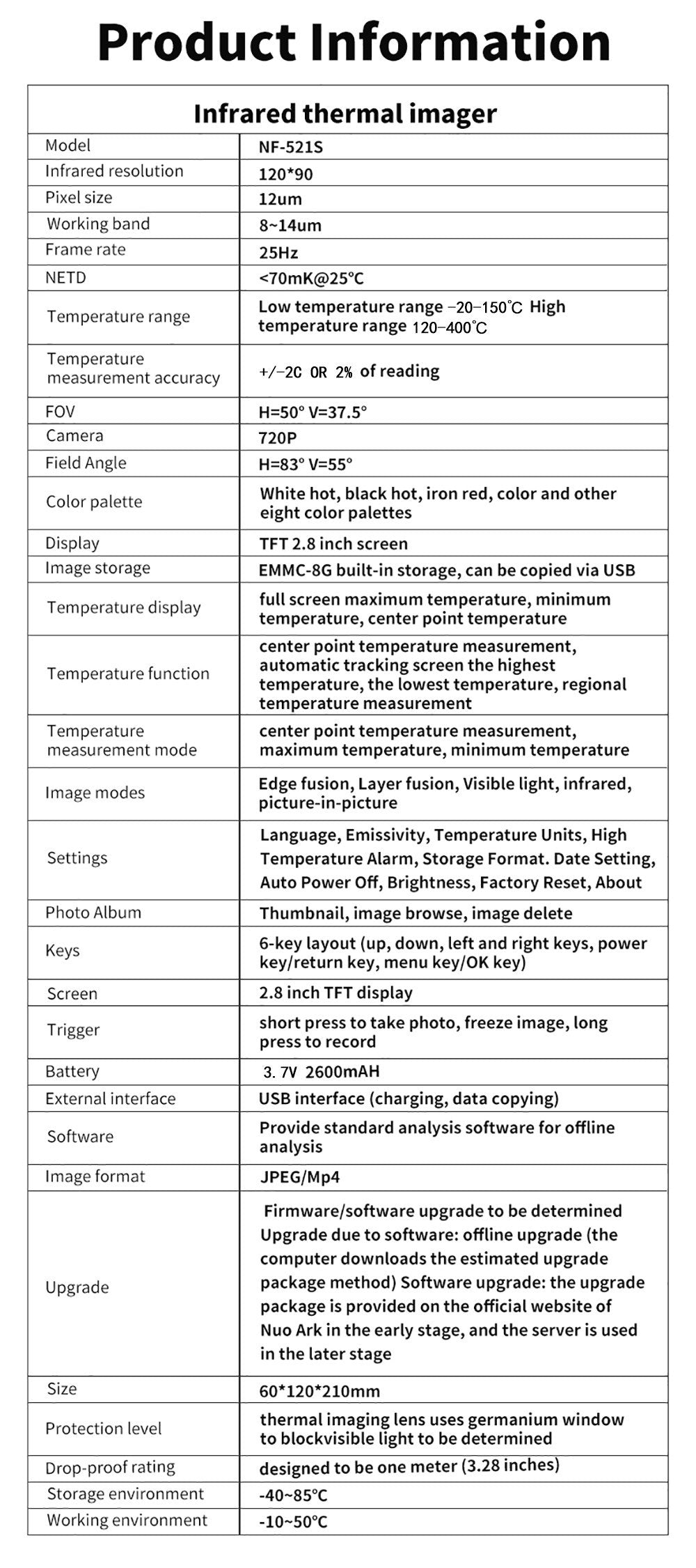 NOYAFA NF-521S Infrared Thermometer & Night Vision Thermal Imaging Camera