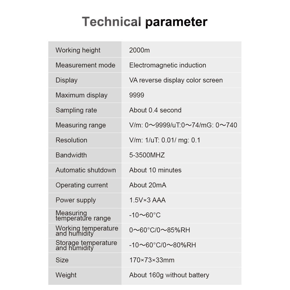 Multi-Function Electromagnetic Radiation & Temperature Humidity Detector with Digital Color Display
