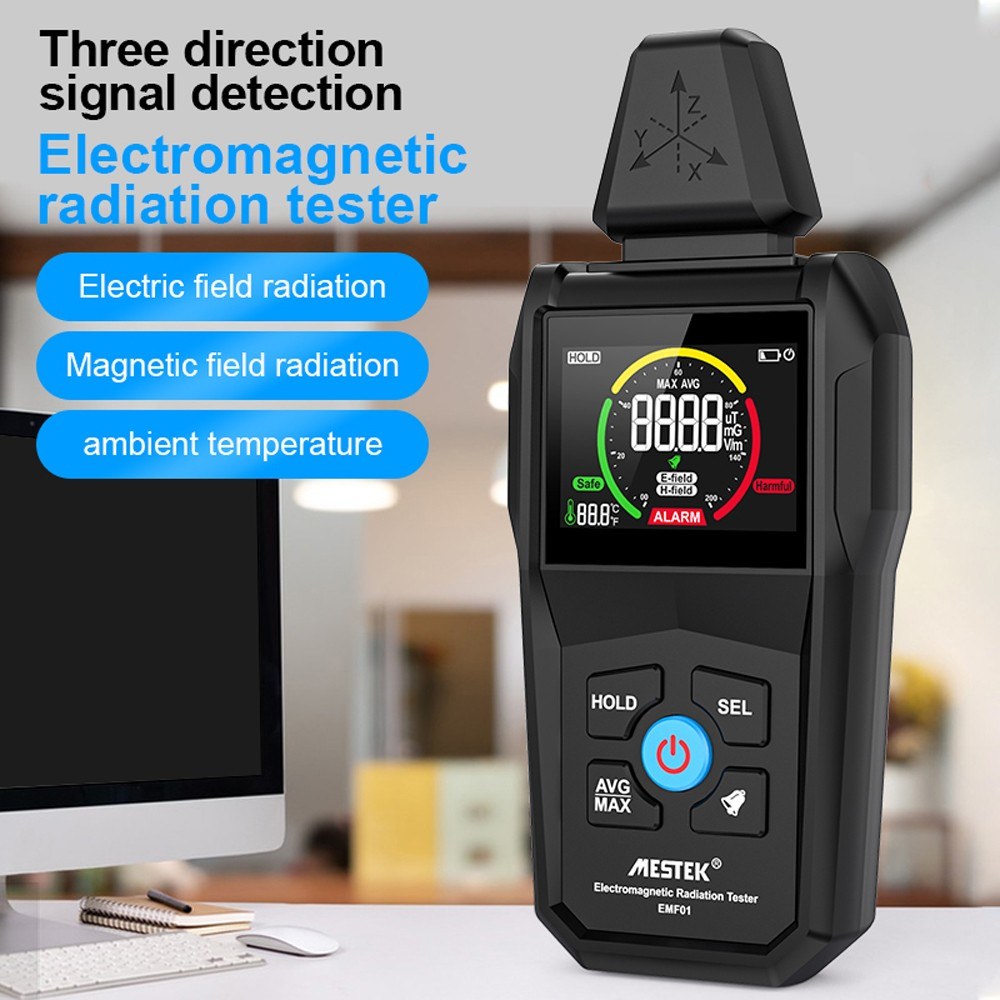 Multi-Function Electromagnetic Radiation & Temperature Humidity Detector with Digital Color Display