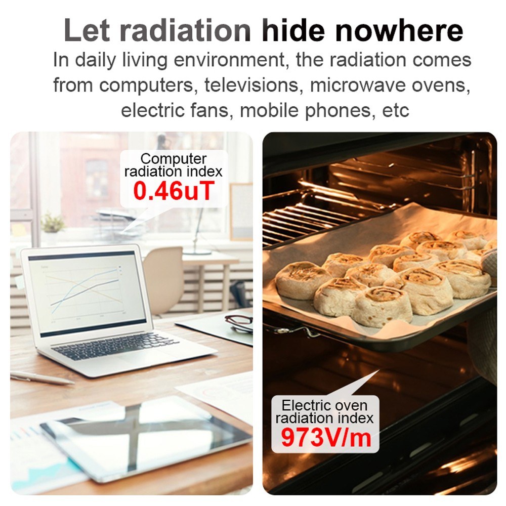 Multi-Function Electromagnetic Radiation & Temperature Humidity Detector with Digital Color Display
