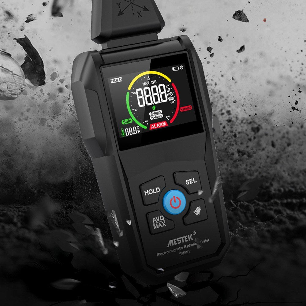 Multi-Function Electromagnetic Radiation & Temperature Humidity Detector with Digital Color Display