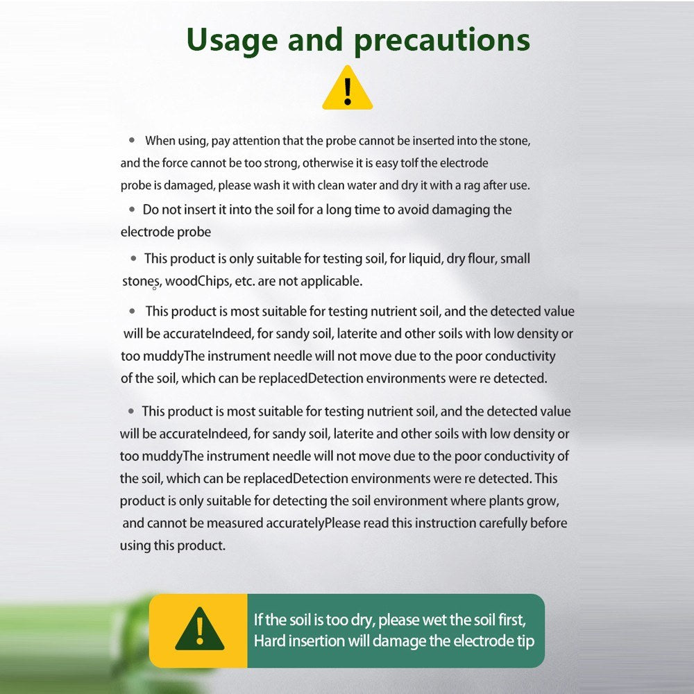 High Accuracy Soil pH and Moisture Tester Gauge for Garden Plants