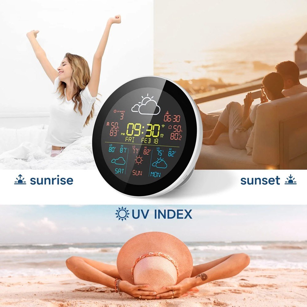 Tuya WiFi Smart Weather Station with 3-Day Forecast, Wireless Thermometer & Hygrometer