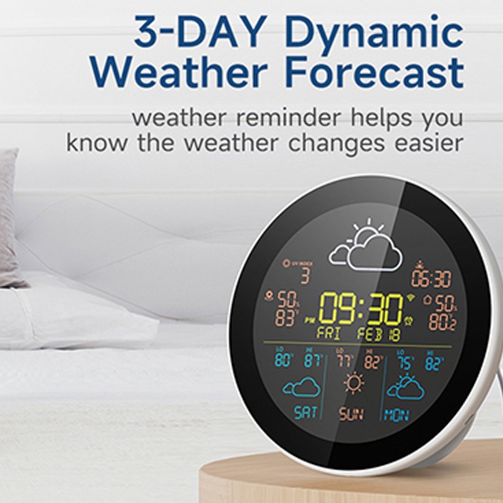 Tuya WiFi Smart Weather Station with 3-Day Forecast, Wireless Thermometer & Hygrometer