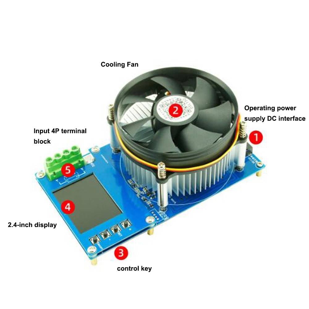 Adjustable 150W 20A Electronic Load with 2.4 TFT Display, USB Lithium Battery Capacity Tester & Discharge Meter