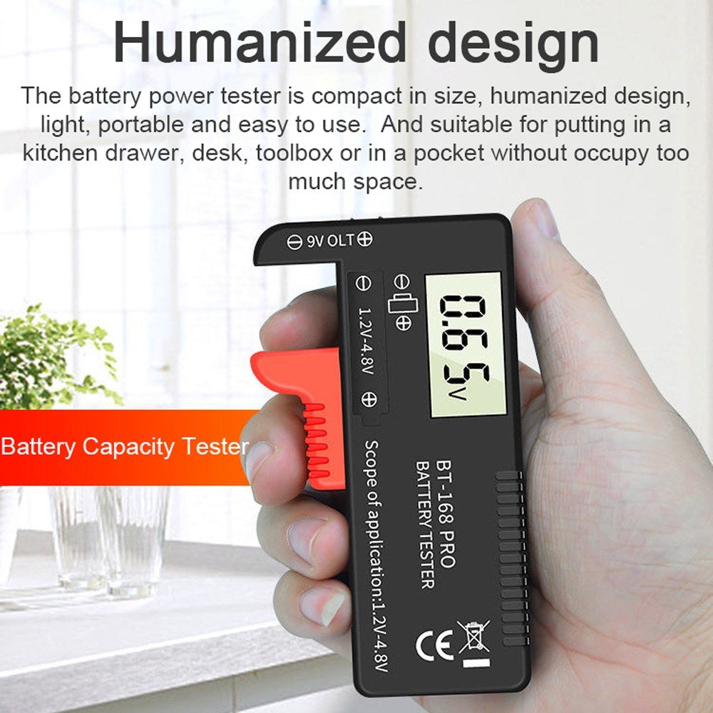 Portable 168 PRO Digital Battery Tester with Universal Capacity Indicator Display