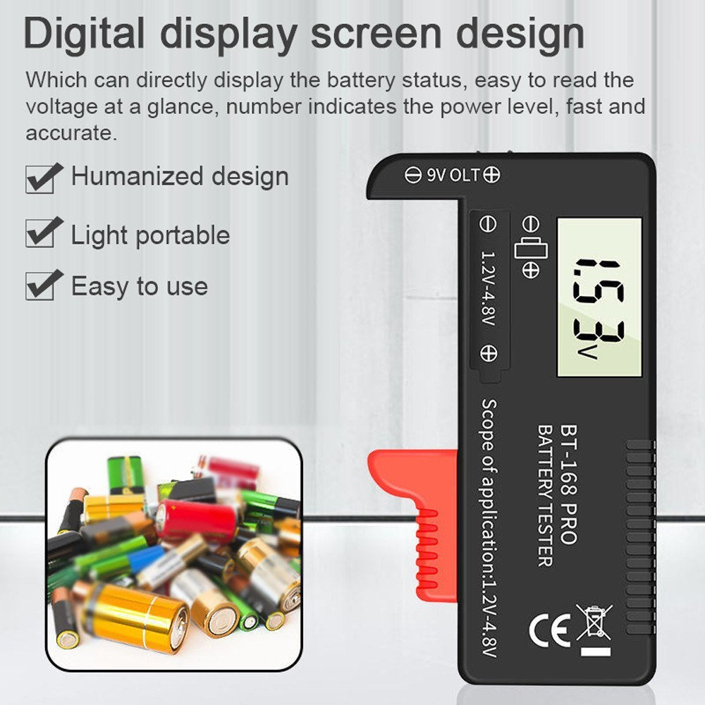 Portable 168 PRO Digital Battery Tester with Universal Capacity Indicator Display