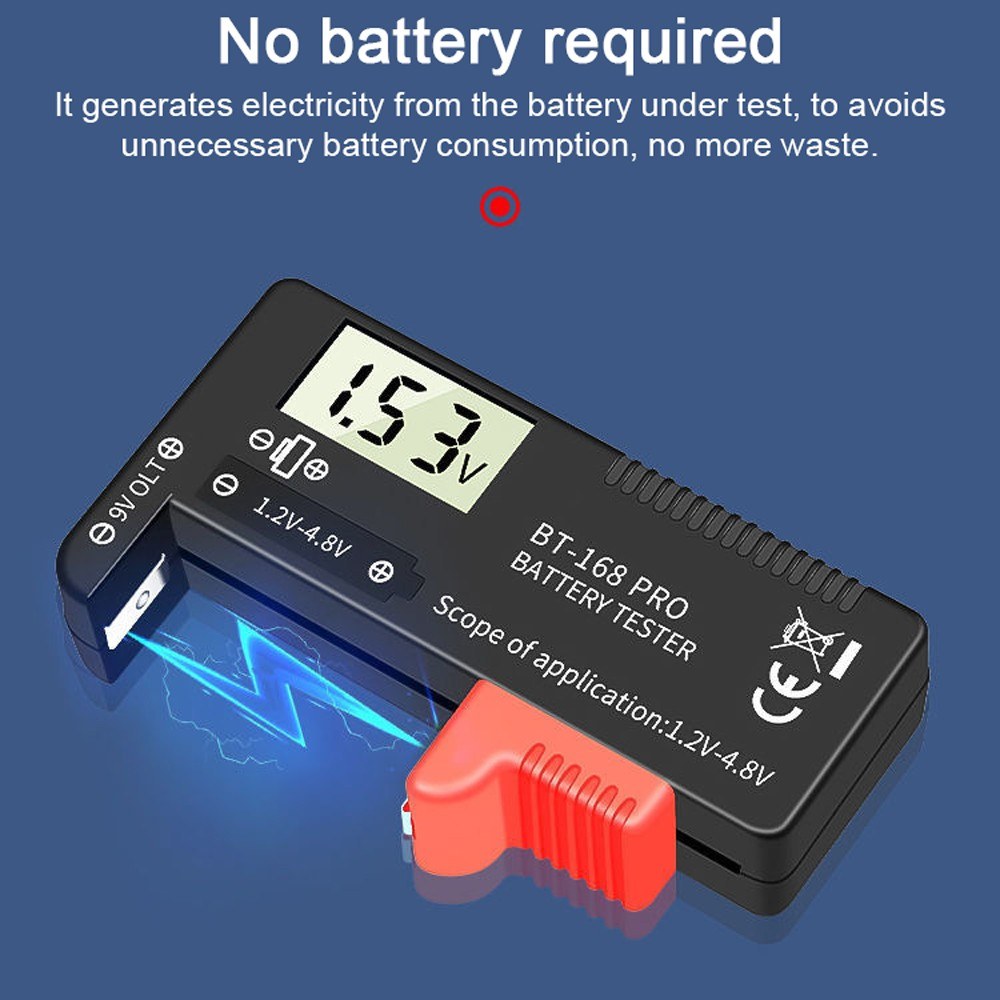 Portable 168 PRO Digital Battery Tester with Universal Capacity Indicator Display