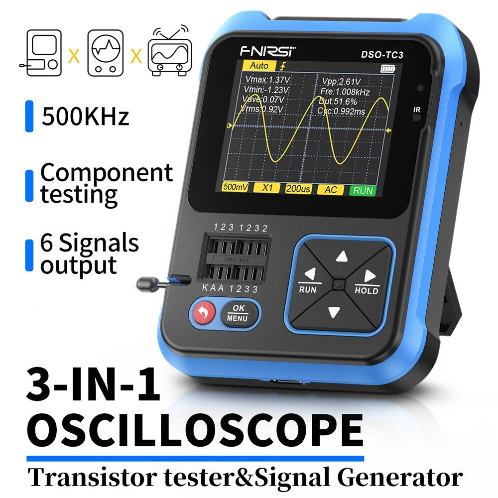 FNIRSI DSO-TC3 3-in-1 Digital Oscilloscope & Transistor Tester with Signal Generator & 2.4 TFT Display (Standard)