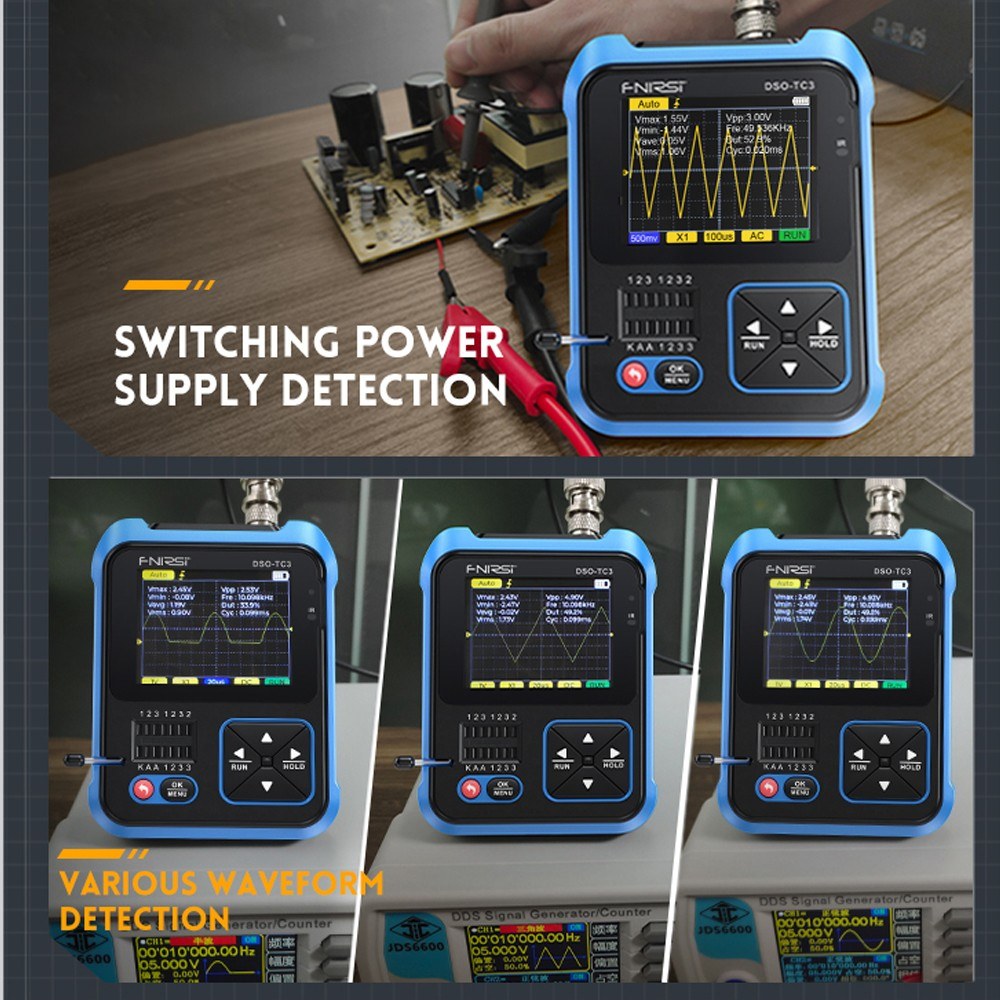FNIRSI DSO-TC3 3-in-1 Digital Oscilloscope & Transistor Tester with Signal Generator & 2.4 TFT Display (Standard)