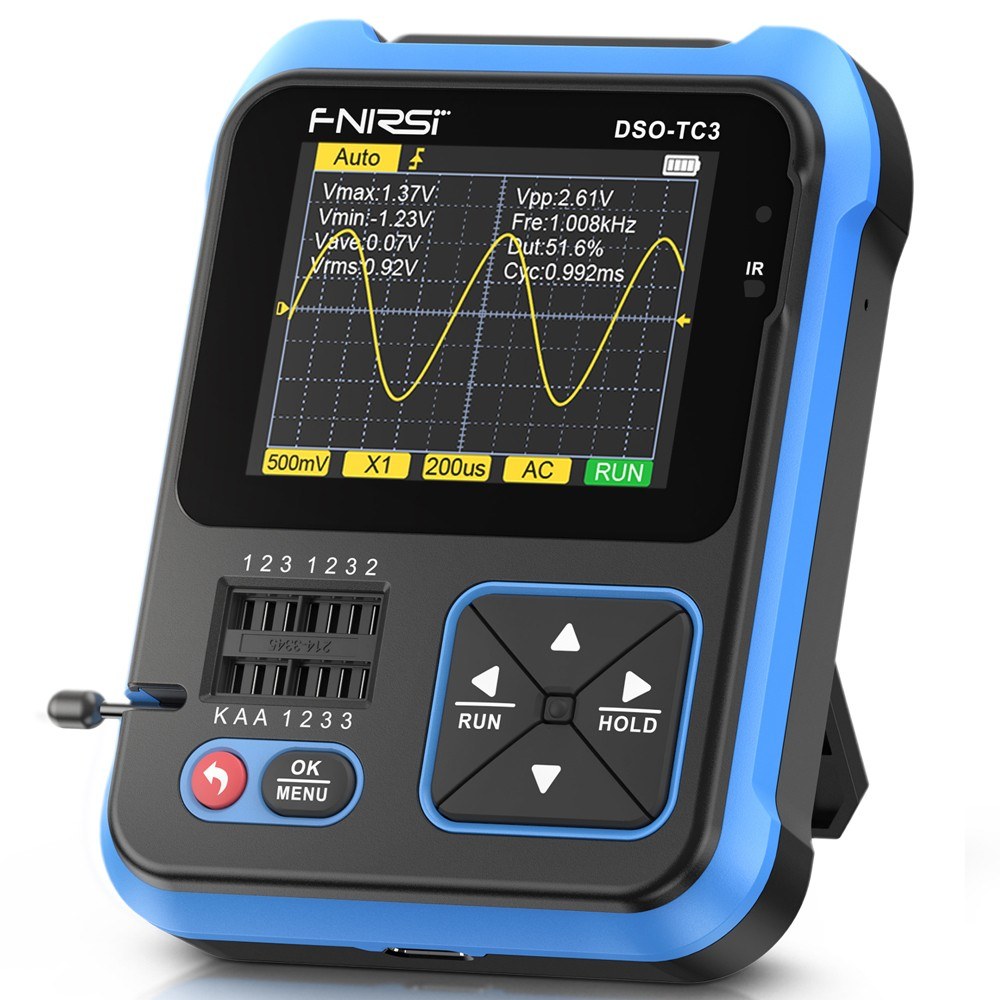 FNIRSI DSO-TC3 3-in-1 Digital Oscilloscope & Transistor Tester with Signal Generator & 2.4 TFT Display (Standard)