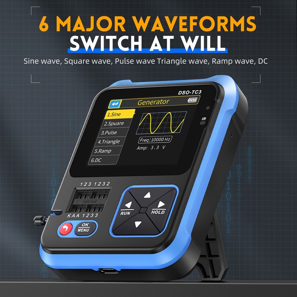 FNIRSI DSO-TC3 3-in-1 Digital Oscilloscope & Transistor Tester with Signal Generator & 2.4 TFT Display (Standard)
