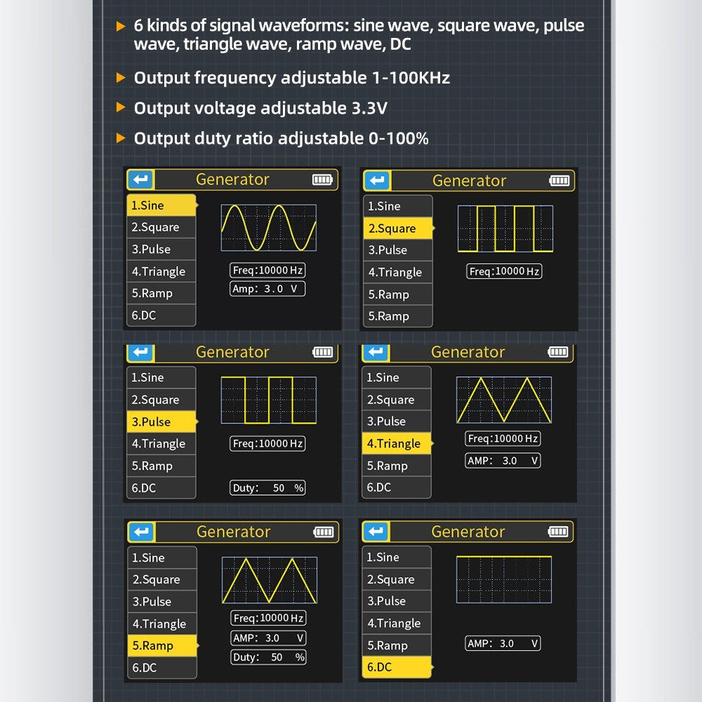 FNIRSI DSO-TC3 3-in-1 Digital Oscilloscope & Transistor Tester with Signal Generator & 2.4 TFT Display (Standard)