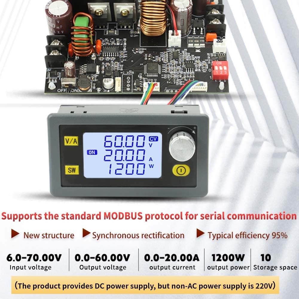 Adjustable LCD Display DC Power Supply 20A 1200W Step-down Module with Constant Voltage & Current