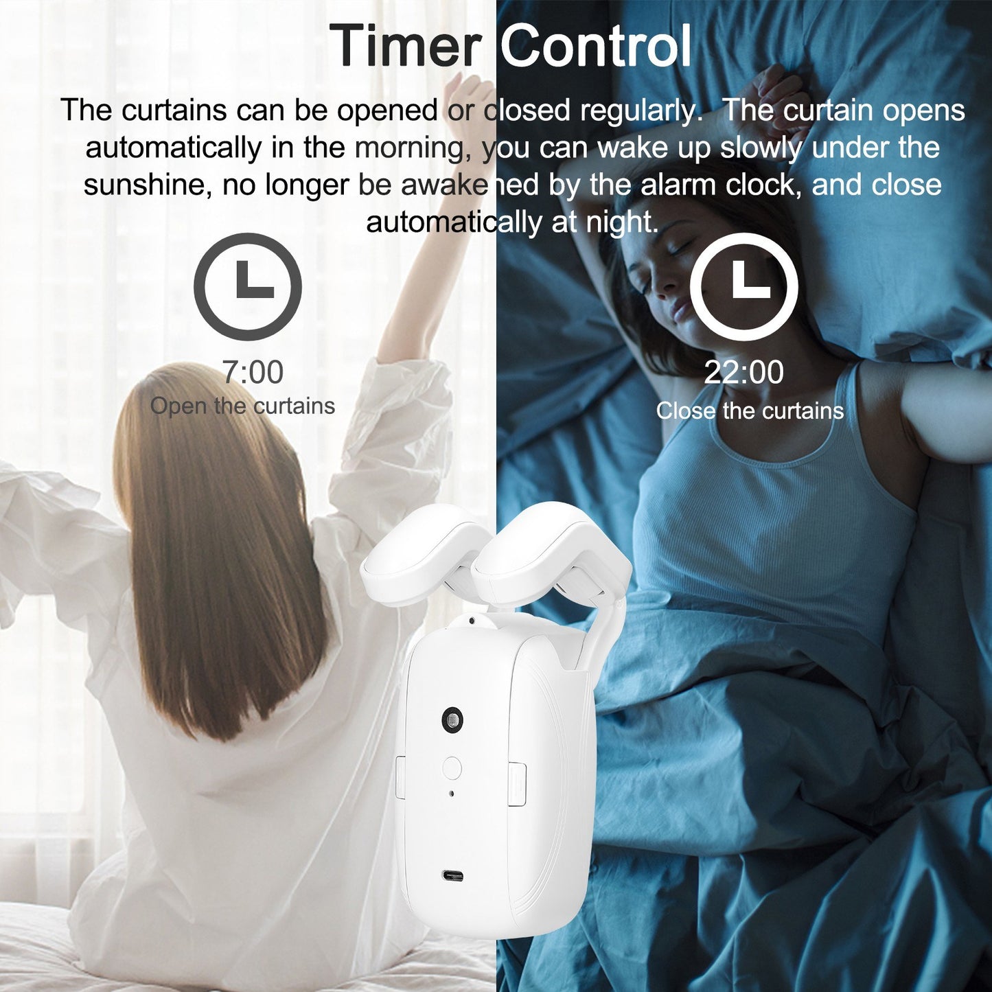 Smart Curtain Opener Set: 2PCS Tuya BT Motor, APP Remote, Alexa & Google Home Compatible
