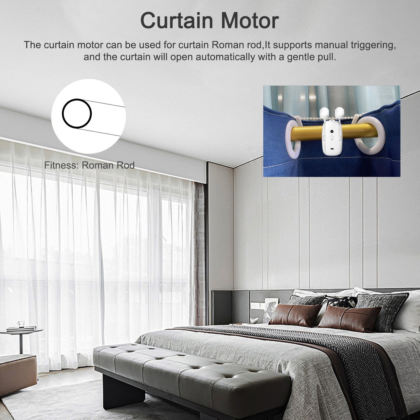 Smart Curtain Opener Set: 2PCS Tuya BT Motor, APP Remote, Alexa & Google Home Compatible