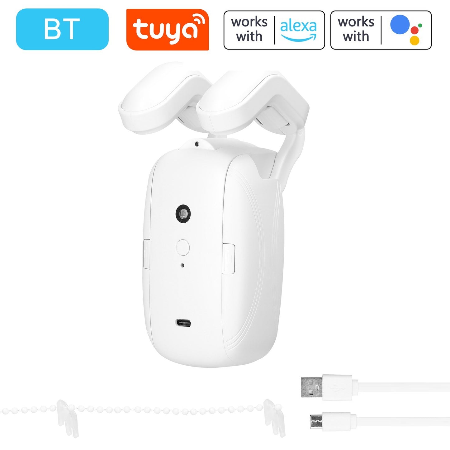 Smart Curtain Opener Set: 2PCS Tuya BT Motor, APP Remote, Alexa & Google Home Compatible