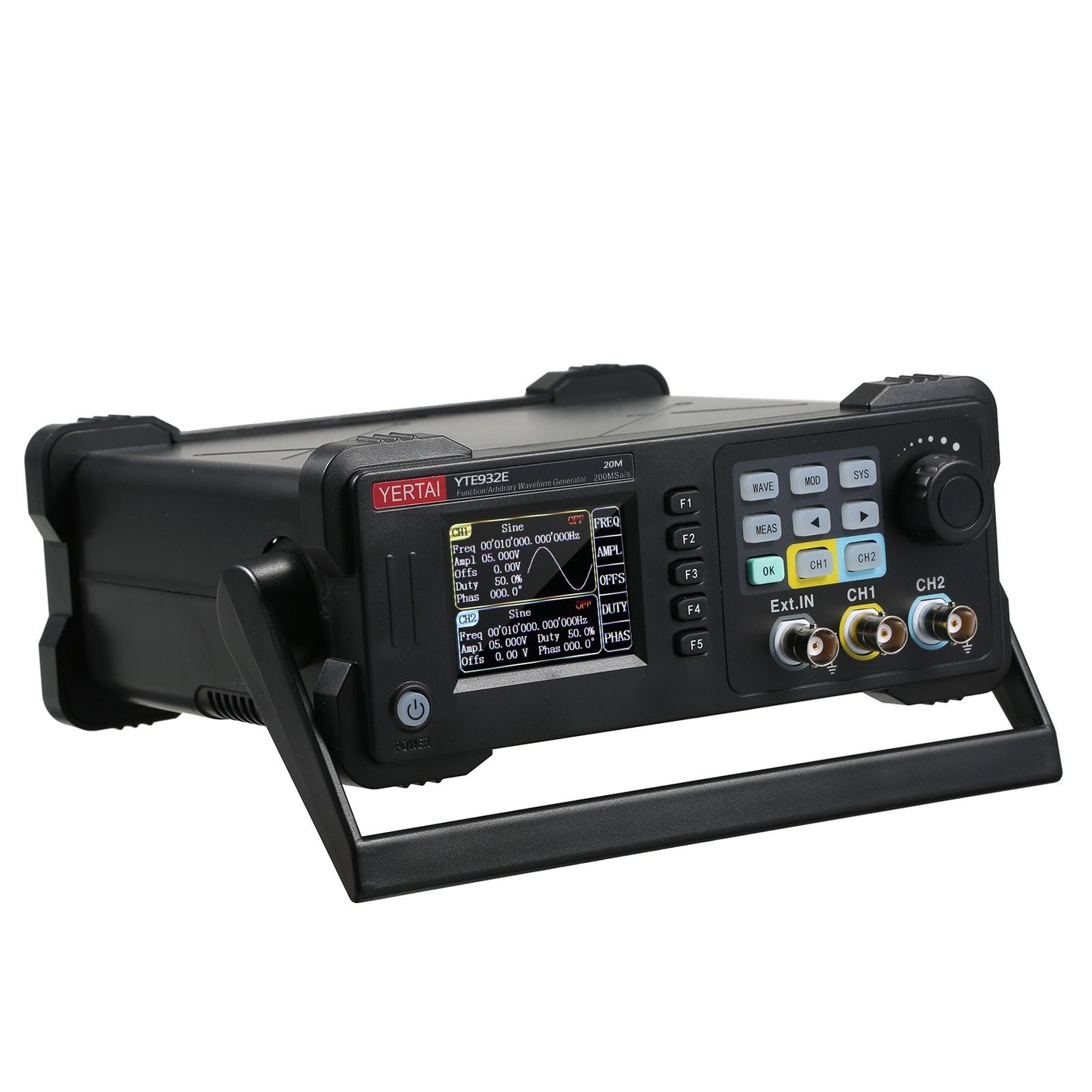 20MHz Dual-Channel Arbitrary Waveform Generator, 200MSa/s, 8k Storage, 2.4 TFT LCD