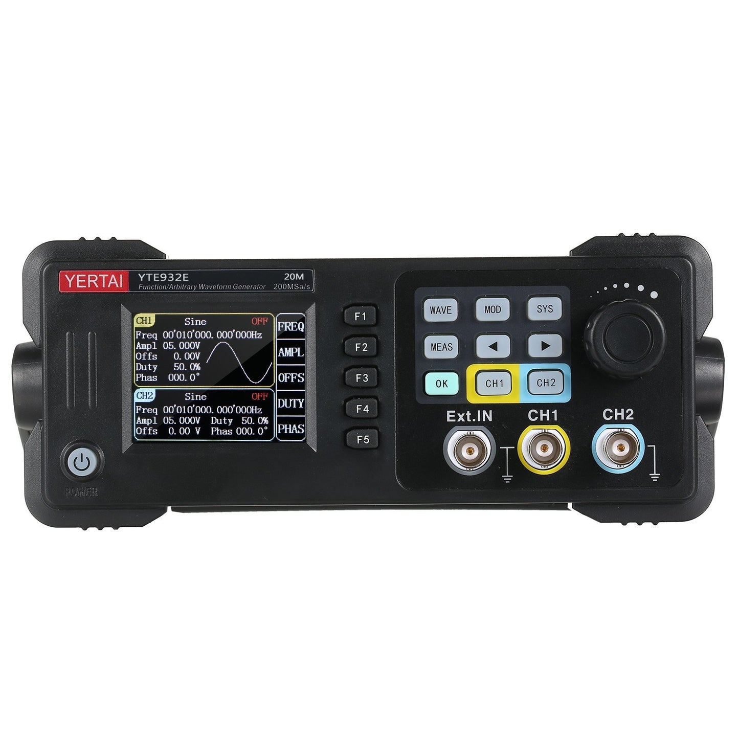 20MHz Dual-Channel Arbitrary Waveform Generator, 200MSa/s, 8k Storage, 2.4 TFT LCD