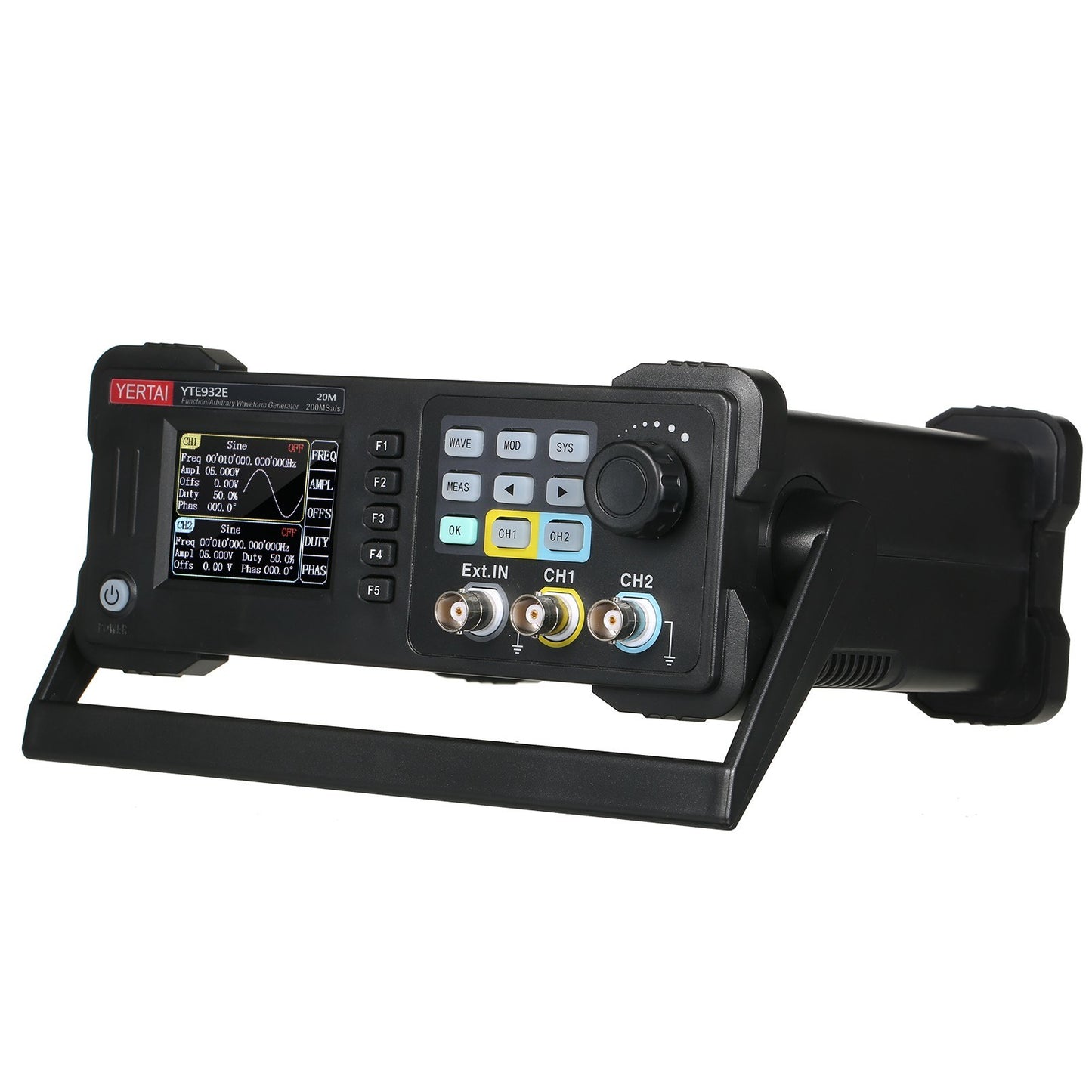 20MHz Dual-Channel Arbitrary Waveform Generator, 200MSa/s, 8k Storage, 2.4 TFT LCD