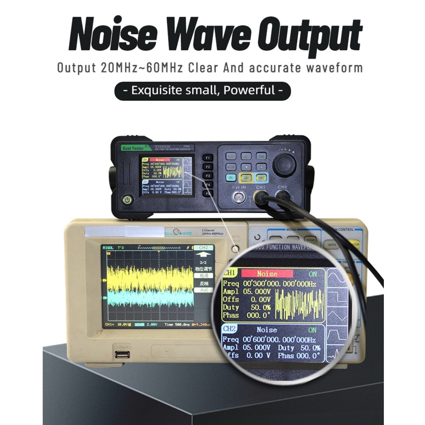 20MHz Dual-Channel Arbitrary Waveform Generator, 200MSa/s, 8k Storage, 2.4 TFT LCD