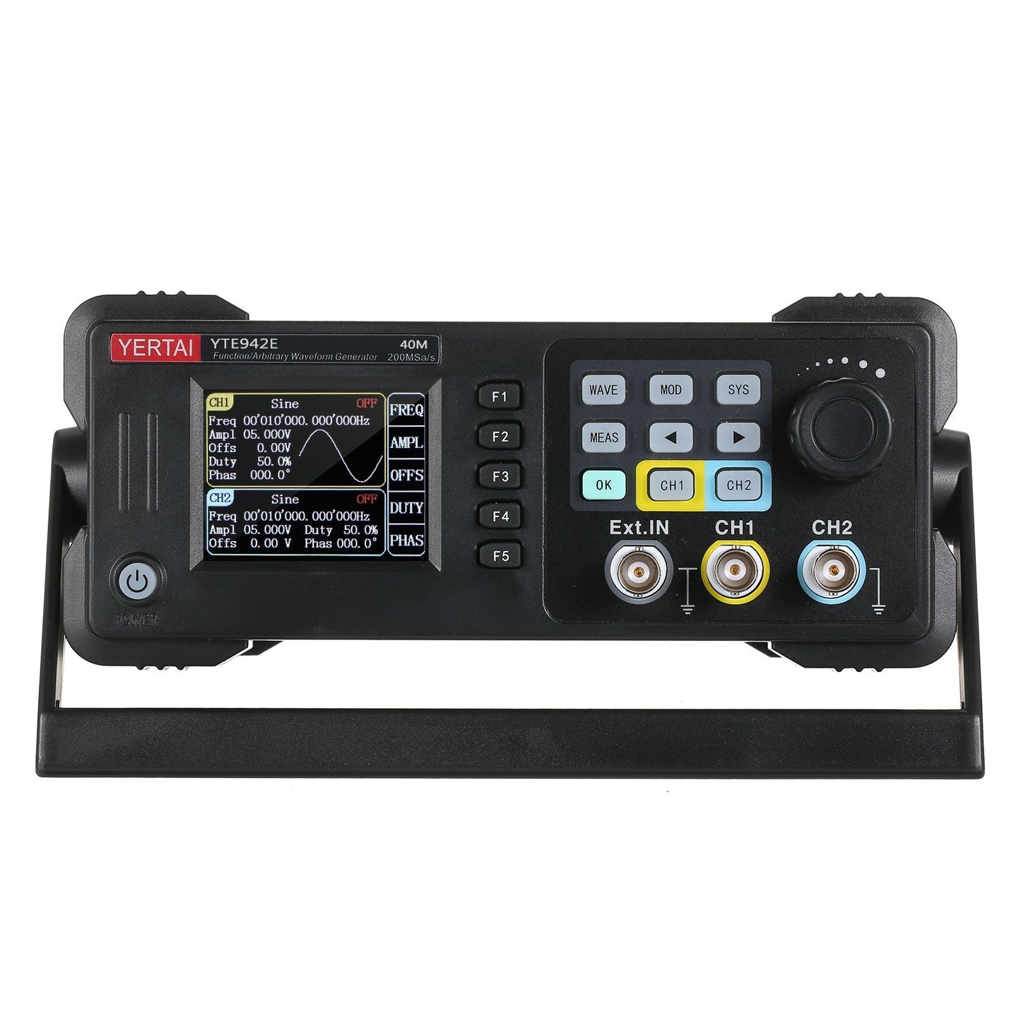 20MHz Dual-Channel Arbitrary Waveform Generator, 200MSa/s, 8k Storage, 2.4 TFT LCD