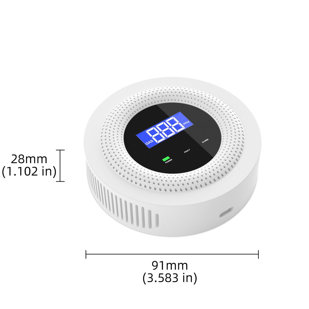 Tuya WiFi Gas Leak Detector with Voice Prompt, Remote Alarm, Concentration Display & USB Power Supply