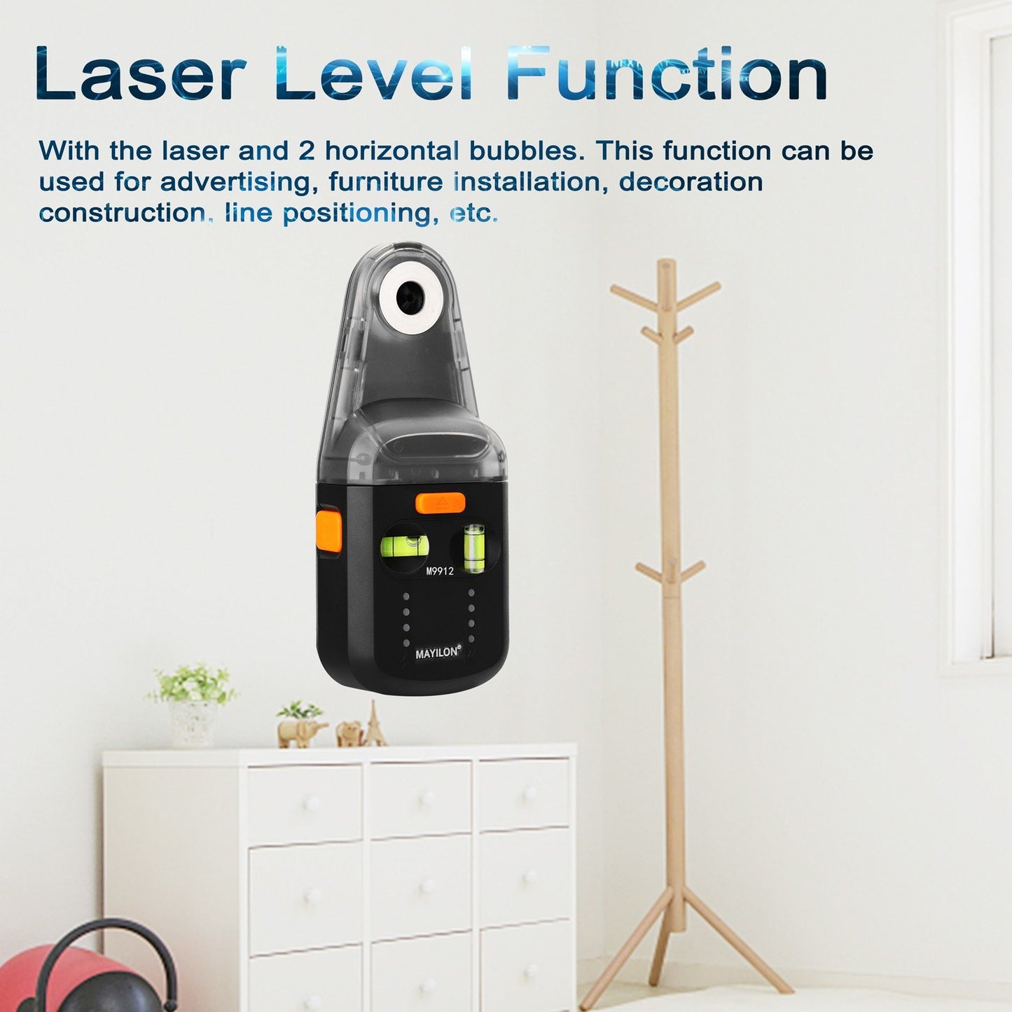 Dual Function Electric Drilling Dust Collector & Laser Level Bracket with 5m Red Laser
