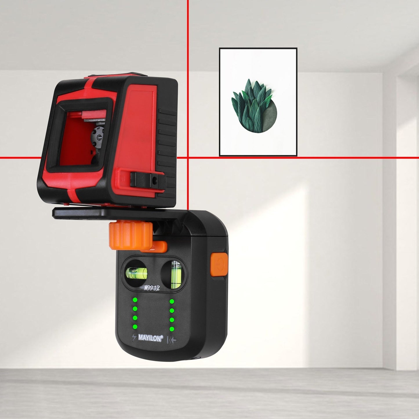 Dual Function Electric Drilling Dust Collector & Laser Level Bracket with 5m Red Laser