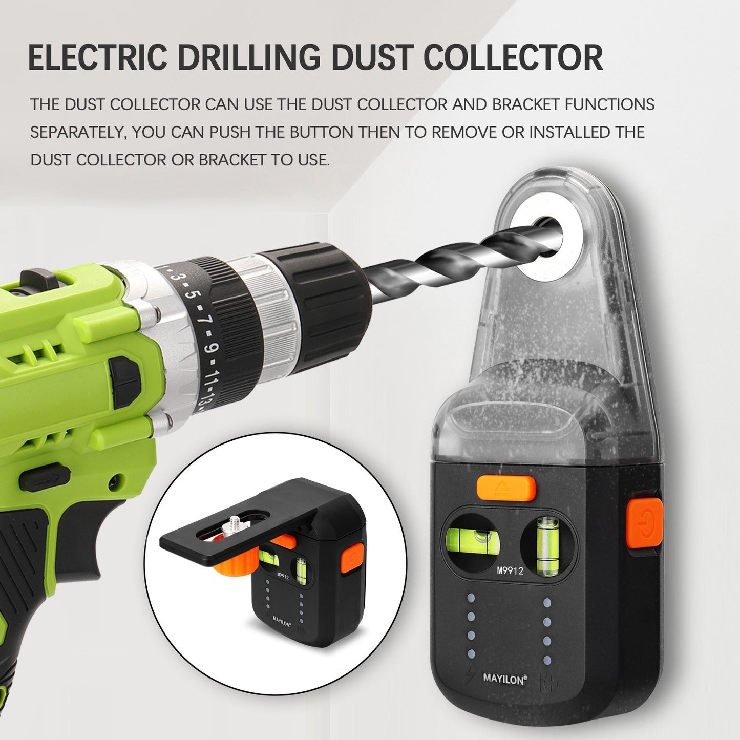 Dual Function Electric Drilling Dust Collector & Laser Level Bracket with 5m Red Laser