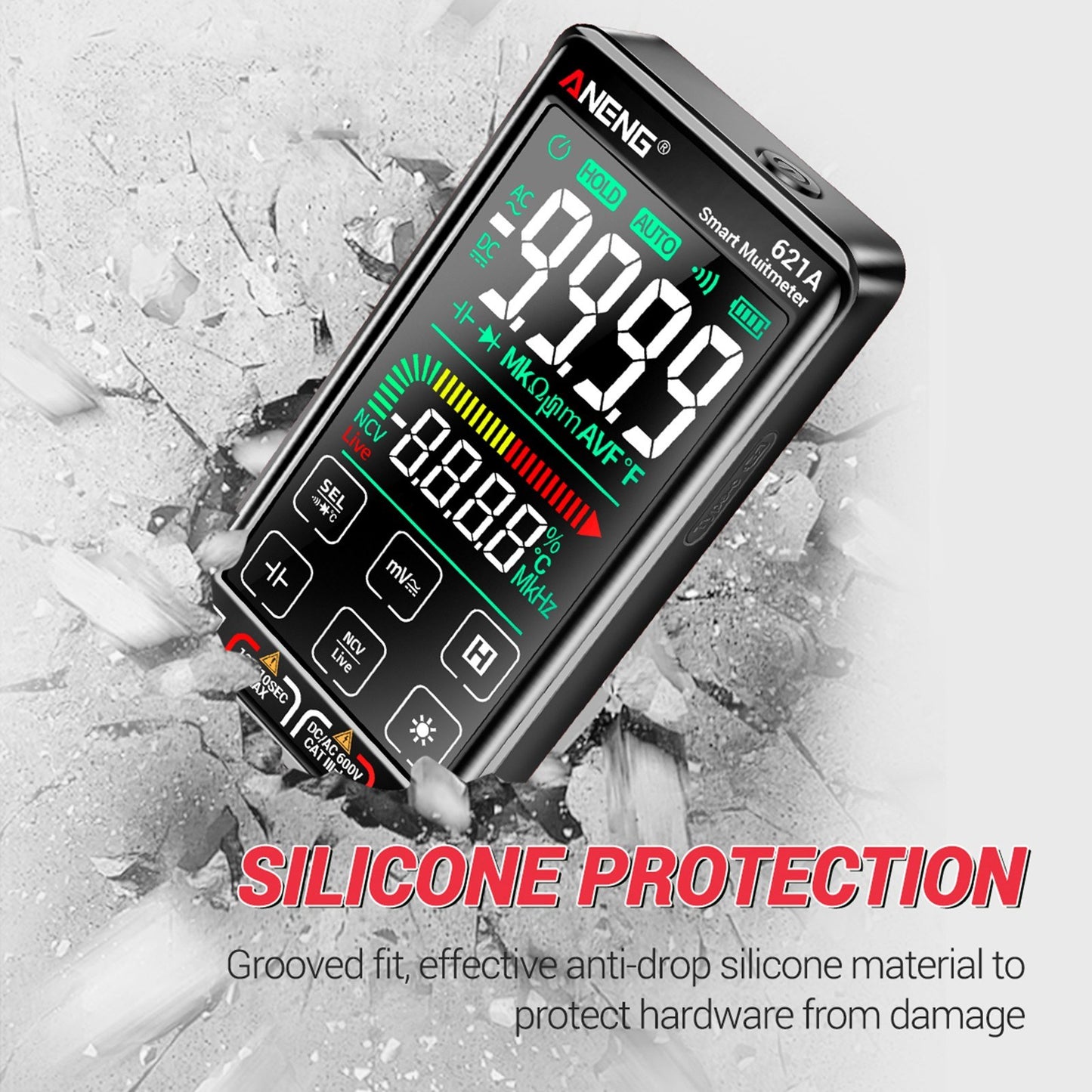 ANENG 621A Touch Screen Digital Multimeter 9999 Counts Auto Range Portable Rechargeable NCV Meter